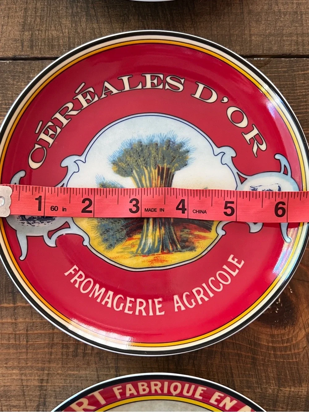 Pier 1 Red, Yellow and Blue Vintage Style Camembert Decorative Plates (Set of 3)